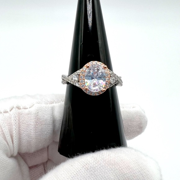 Sterling Silver Two Tone Cz Ring - Picture 17 of 17